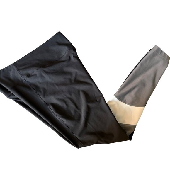 LARGE Womens Nike Power Team Victory Just Do It Black Gray Leggings - Picture 9 of 11